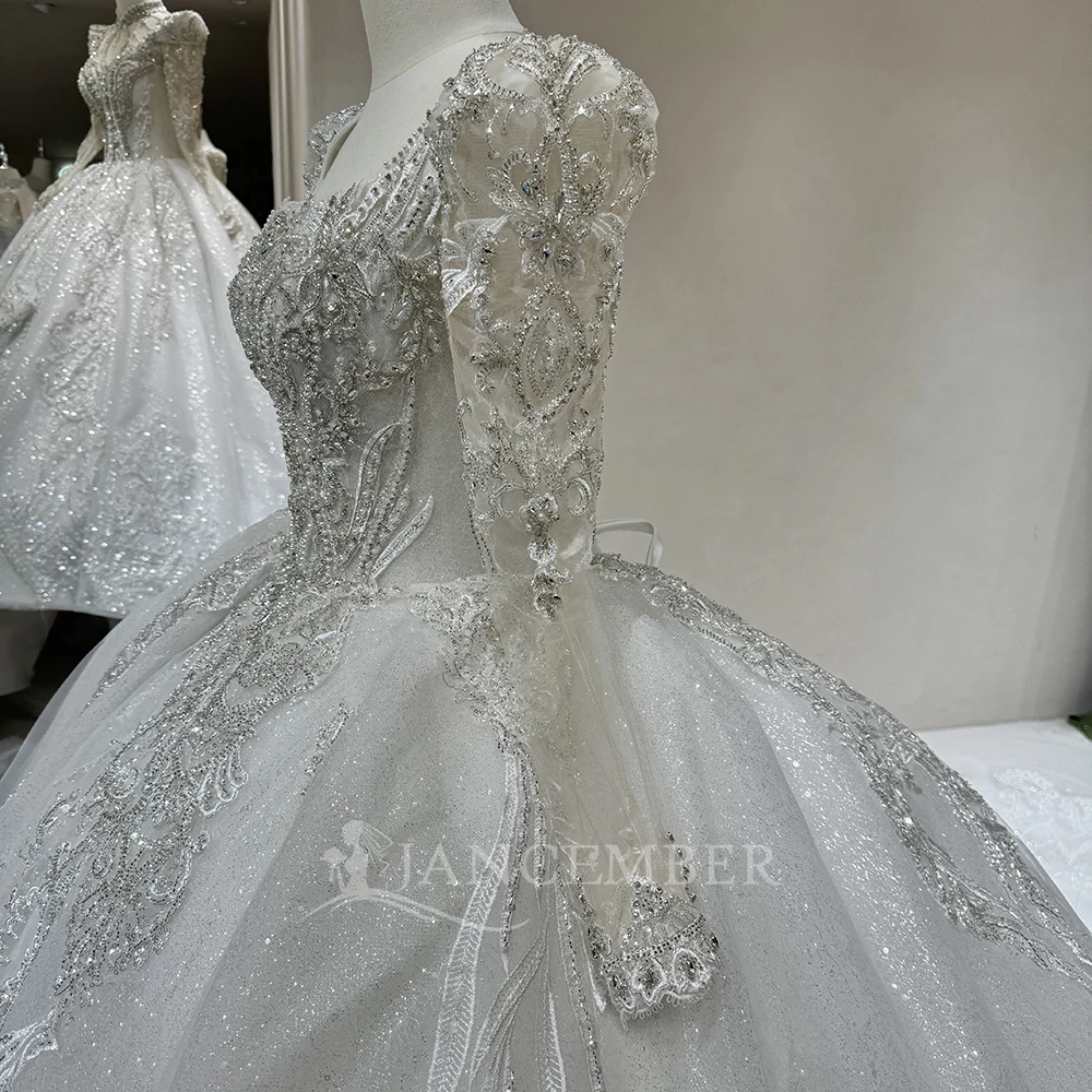 Arabic Princess Ball Gown Wedding Dress Plus Size Modest Elegant Lace  Bridal Gown Dw0115