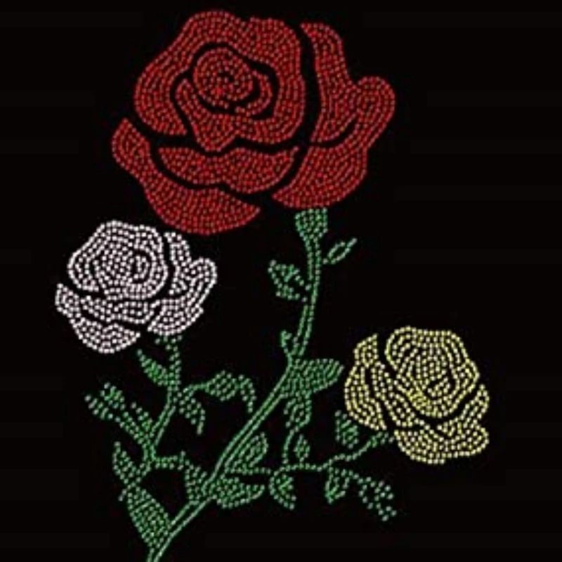 Free sample Custom hotfix rhinestone transfer pattern bling iron on transfer flower