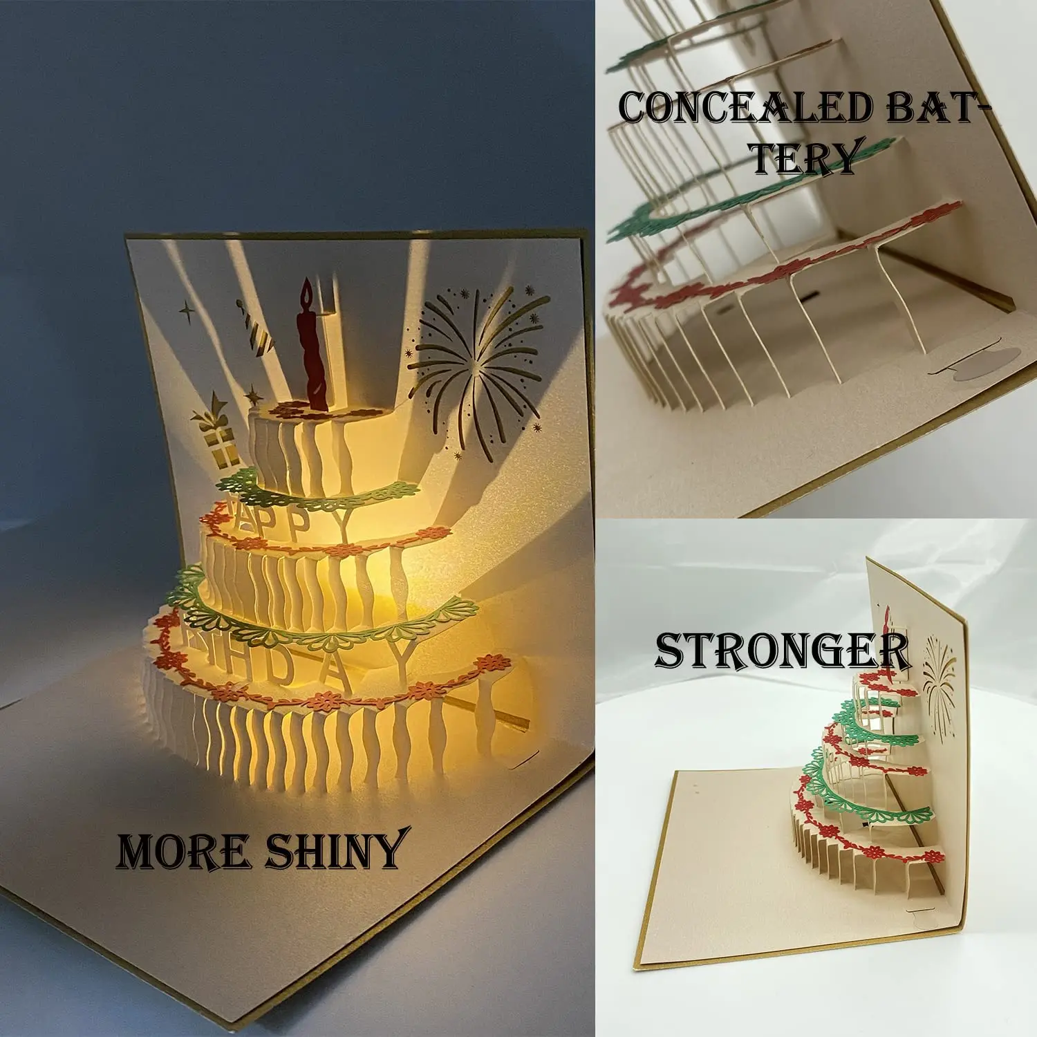 Pop Up 3d Musical Light Up Christmas Cards With Led Music Butterfly Pop ...