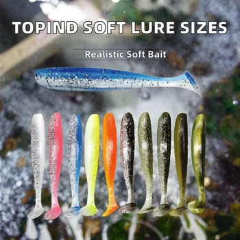 TOPIND 5.5/6.3/7/9/12cm Silicone Soft Lure Paddle Shad Bait T-tail Wavy Tail for Ocean Boat & River Fishing – Soft Lure – view 3