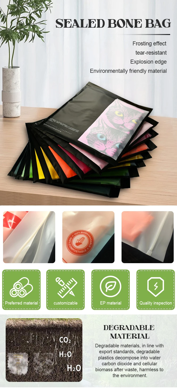 costume transparent self adhesive plastic bags recycled package clothing GRS LDPE material details