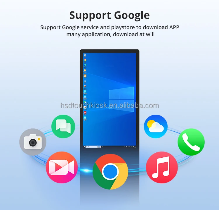 Android System:windows Screen HUSHIDA 43 50 Inch Full hd Portable Touch Screen Monitor with Floor ...