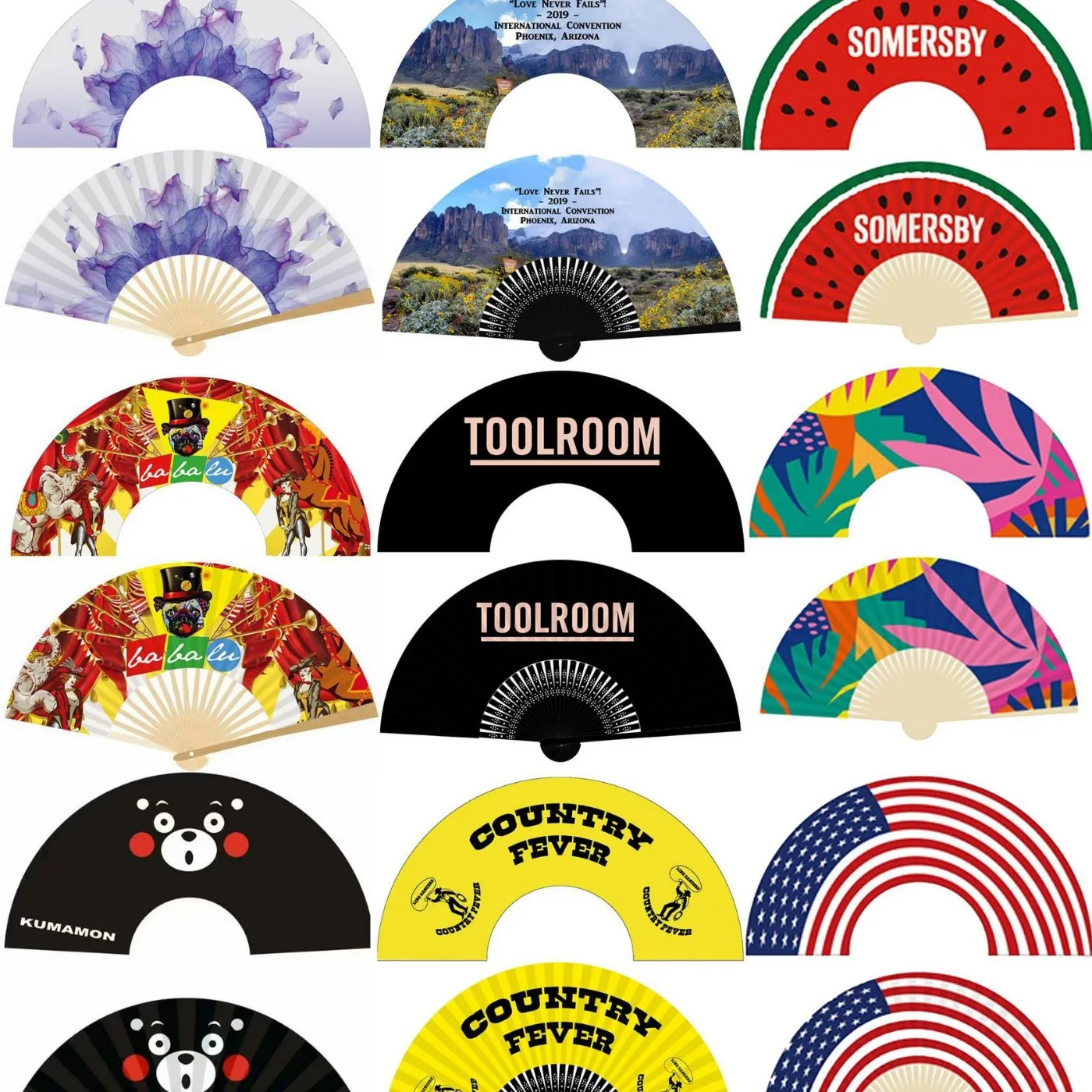 Custom Print Pantone Color Bamboo Hand Fan with OEM Service and Multiple Sizes