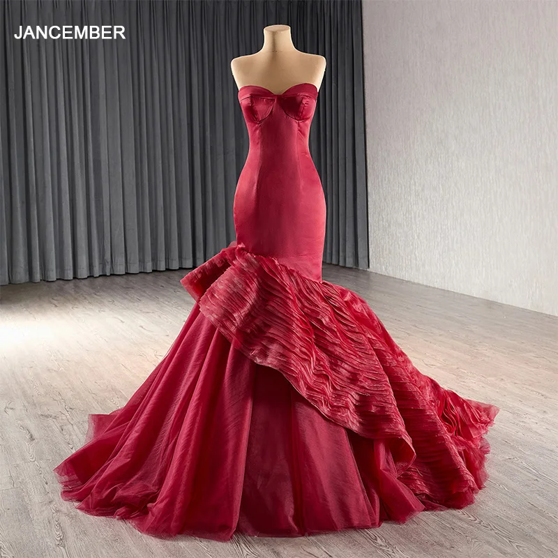 strapless open back dress Mermaid Sweetheart Long Sleeve Chapel Paillette Hollow Out Prom Dress main image 1