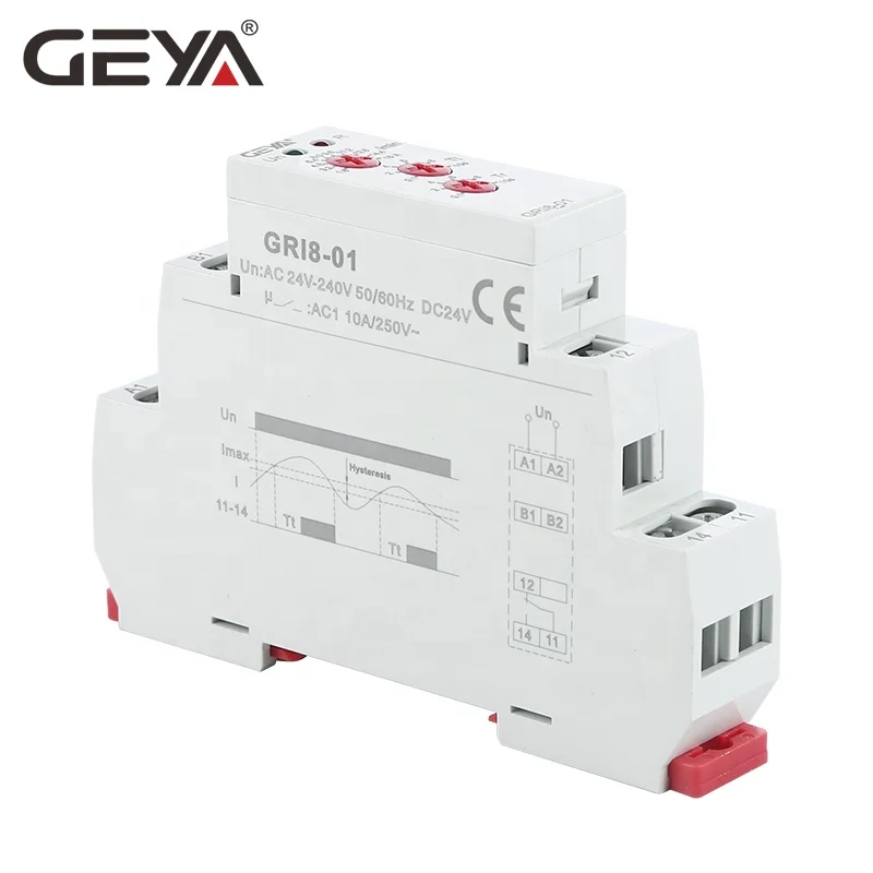 GEYA GRI8-01 Over Current Monitoring Relay Current Range 0.5A-16A W240V or DC24V Current Sensing Relay