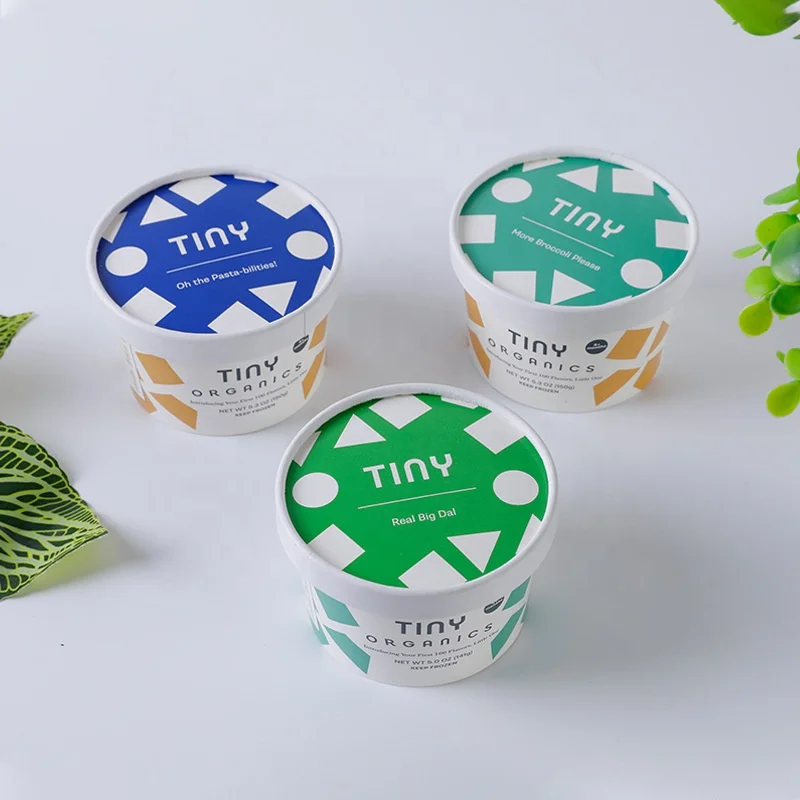 High Quality Biodegradable Disposable Ice cream Yogurt Dessert Jelly Papercup Beverage Ice Cream Paper Bowl with Paper lid