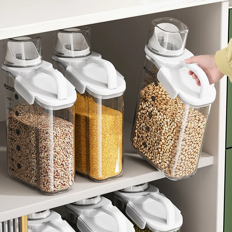 Large Capacity Cereal Rice Container With Handle Food Storage Containers for Kitchen Organization