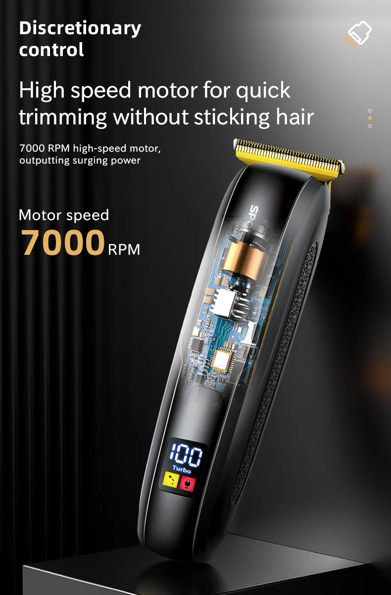 Professional Electric Hair for & Trimmer Stainless Steel Blades IPx4 Waterproof LCD Display High Power for Home Salon Use