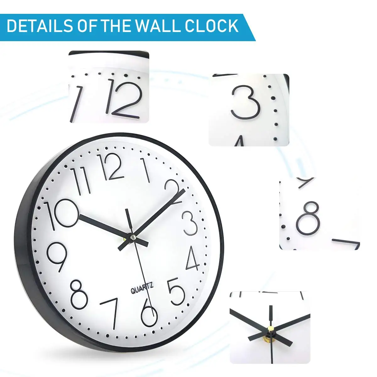 12 Inch Custom Modern White Round Silent Gift Clock For Living Room