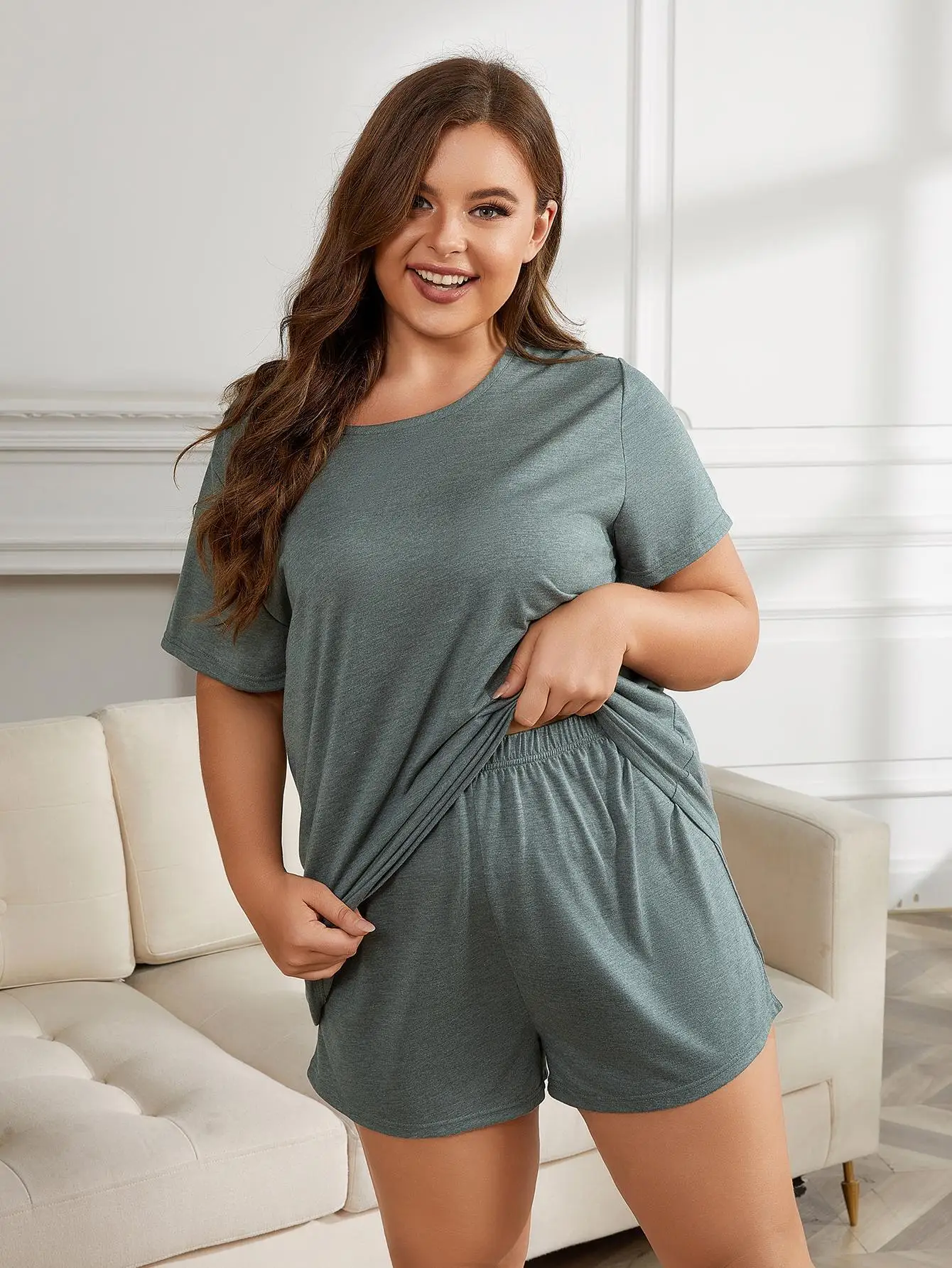 Nantex Plus Size Cotton Pajamas Female Fat Cute Girls Plus 5xl Short