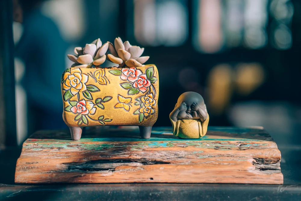 Oem Korean Style Ceramic Mini Flower Pots & Planters Hand Painted