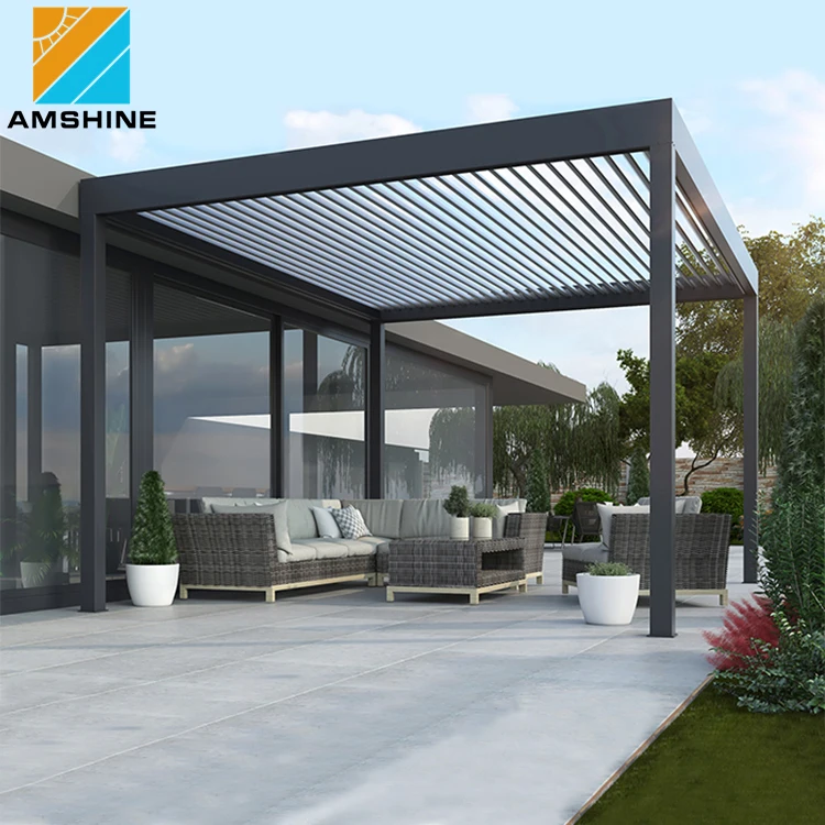 Customized Pergola Electric Remote Control Louvre Roof Gazebo for Swimming Pool