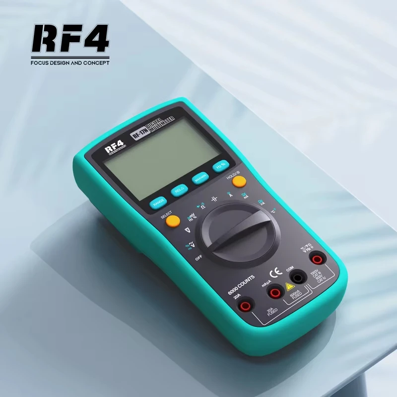 RF4 RF-17N Auto Range Digital Multimeter True RMS 6000 Counts Temperature Tester Shockproof for Mobile Phone Circuit Repair