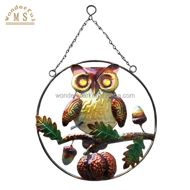 Bo Nice Hand Painting Metal Pumpkin Wall Decoration Iron Homedecor Hanging Ornament Owl for the Harvest Festival Holiday Gifts