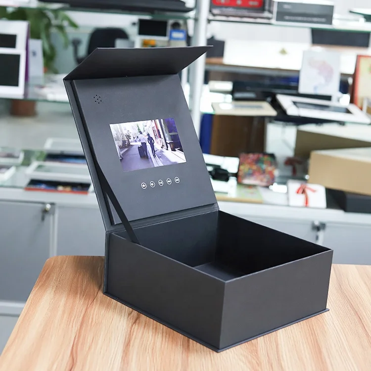 Popular Design Advertising Player 7 Inch LCD HD Display Black World Box Gift Wine Video Packaging Box