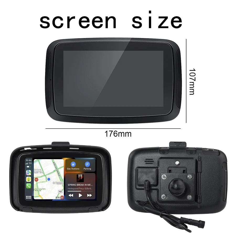 5Inch Touch Screen Portable Motorcycle LCD Display IPX7 Waterproof Monitor for Wireless Apple Carplay Moto  Android Auto GPS