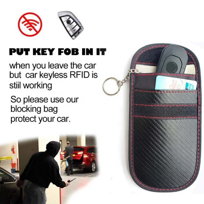 Чехол для блокировки сигнала автомобиля, клетка Faraday, чехол для брелока, сумка для блокировки RFID без ключа C0112