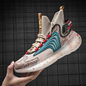 Chunky Gym High Top Men's Court Sneakers Winter Walking Mesh Male Fashionable Big Camouflage Casual Basketball Style Sneaker