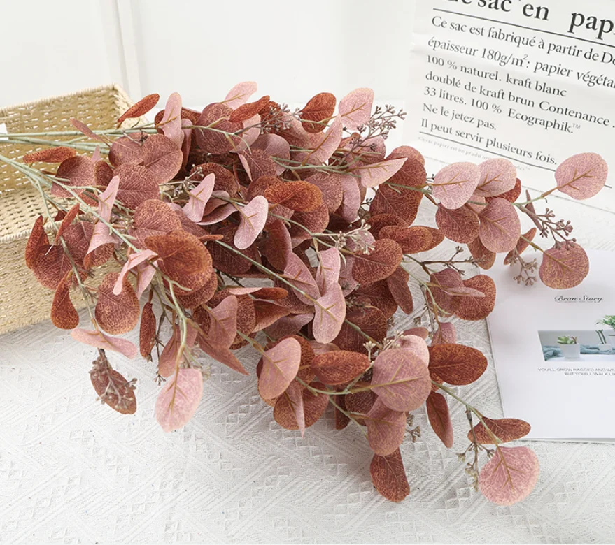 Wholesale Artificial Eucalyptus Money Leaves With Berry Branch For
