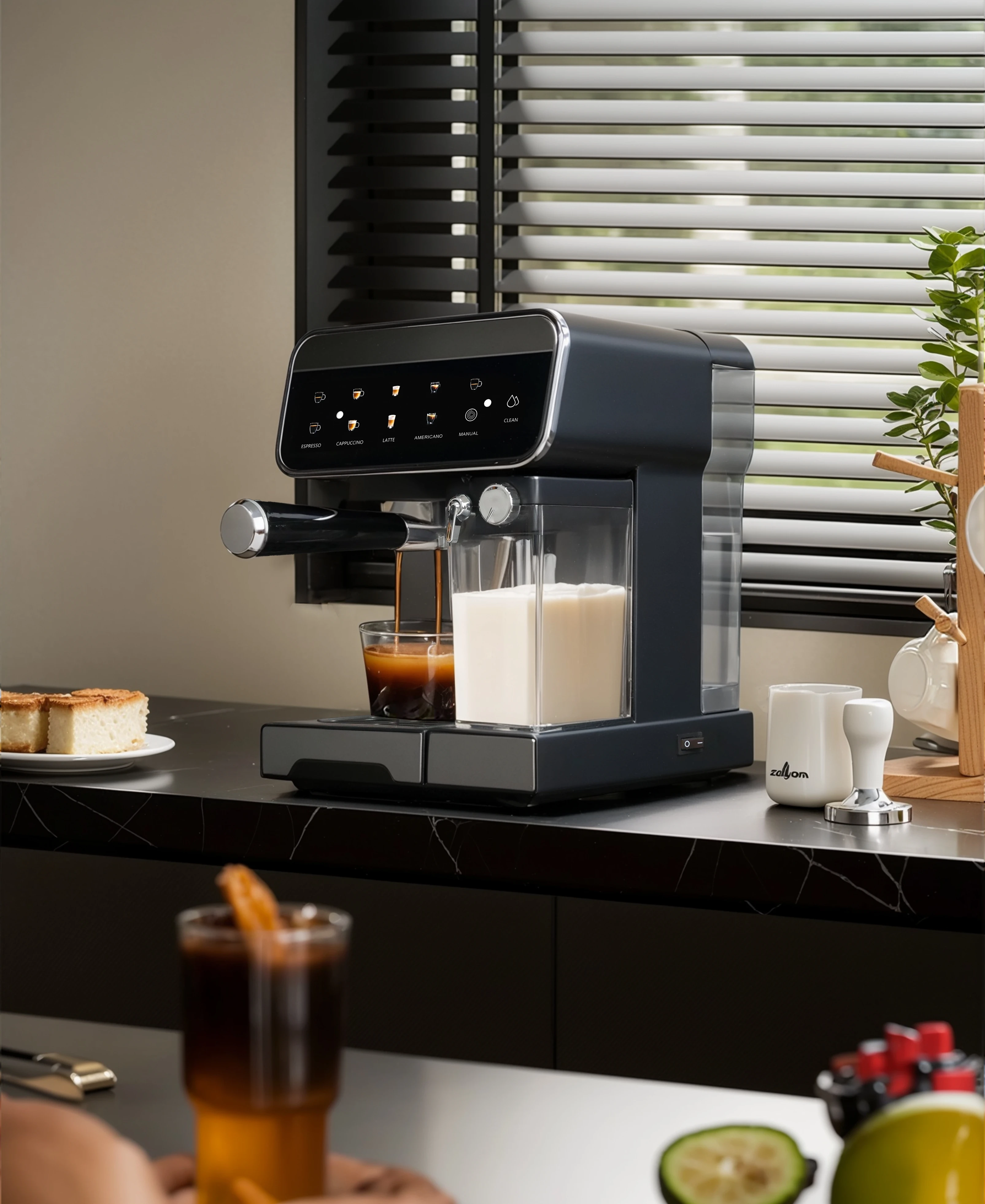 19 Bar Semi Automatic Espresso Coffee Machine Thermoblock Heating System With IMD Touch Panel