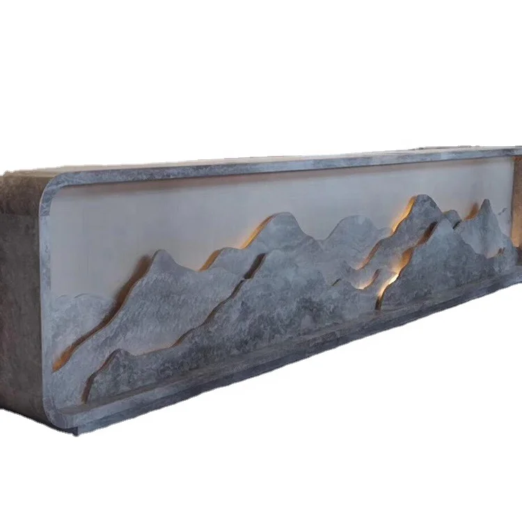 高級オーダーメイド商業用家具 グレーマーブル装飾 受付カウンターデスク