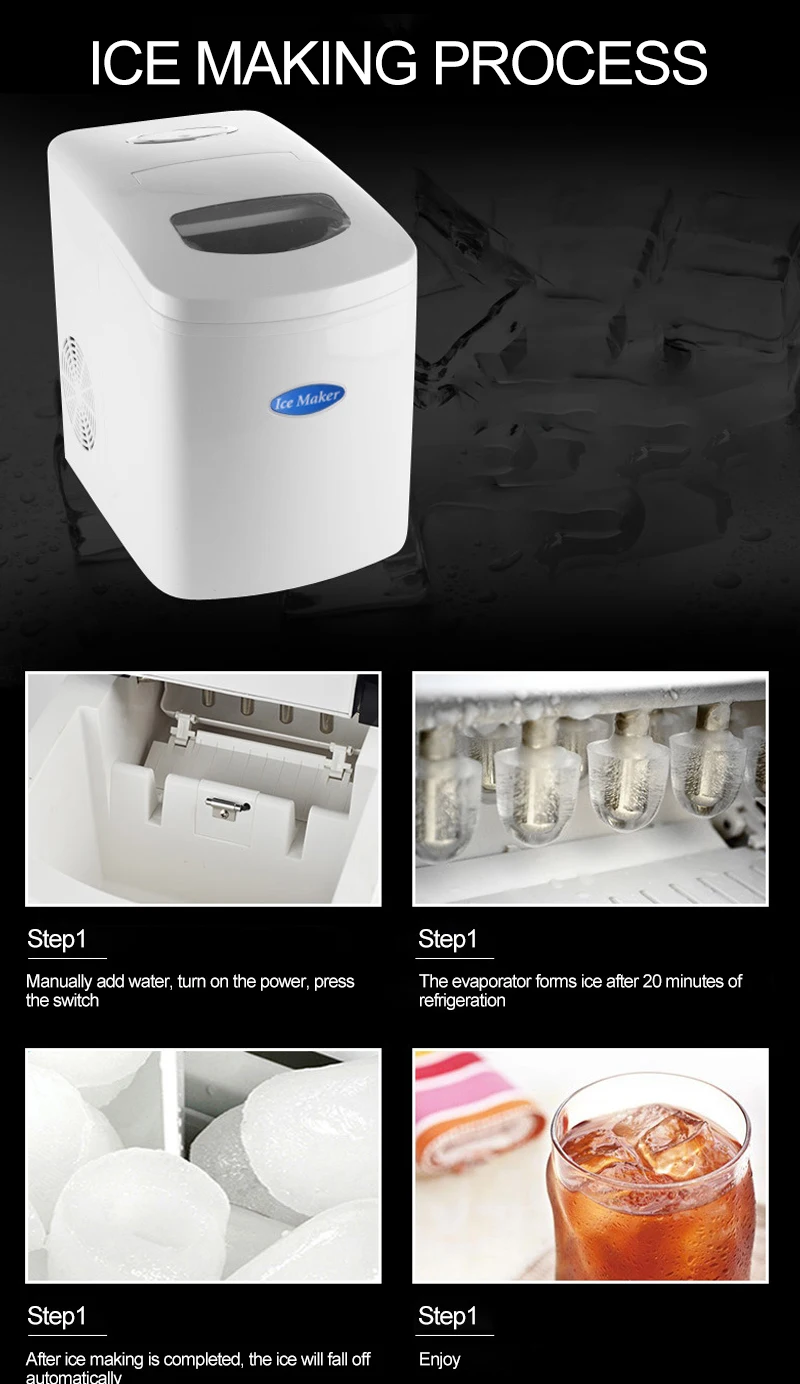 12kg Home Instant Portable Ice Maker Making Machine With Ice Scoop