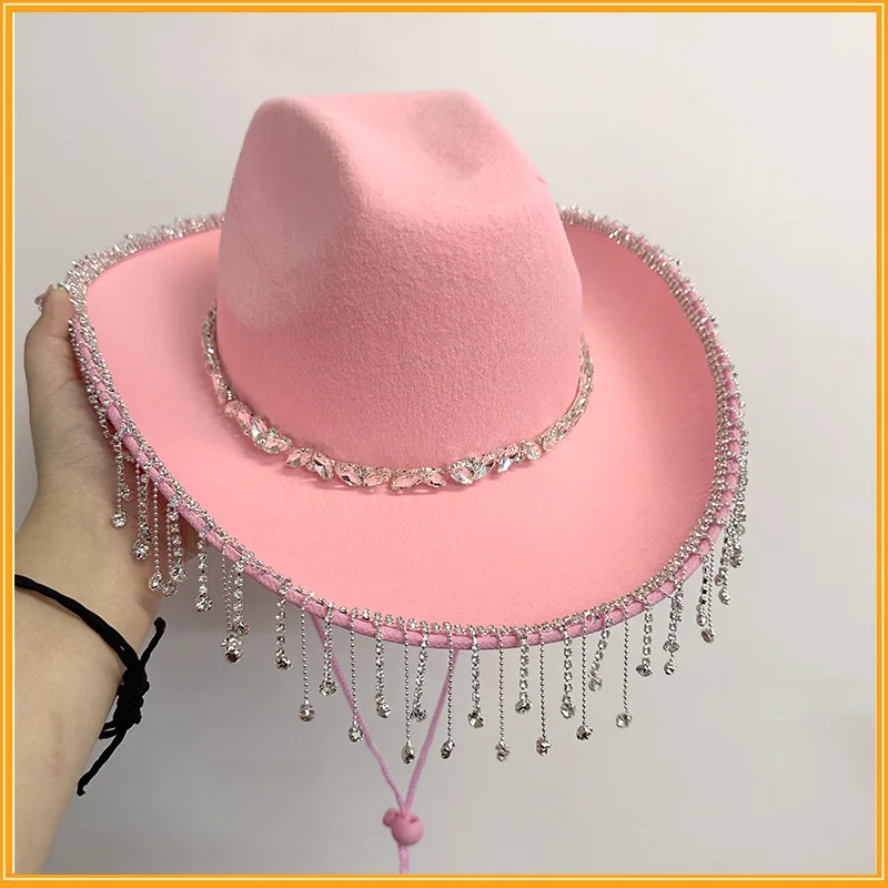 Cowgirl Hats with Bling Tassels Design Western Pink