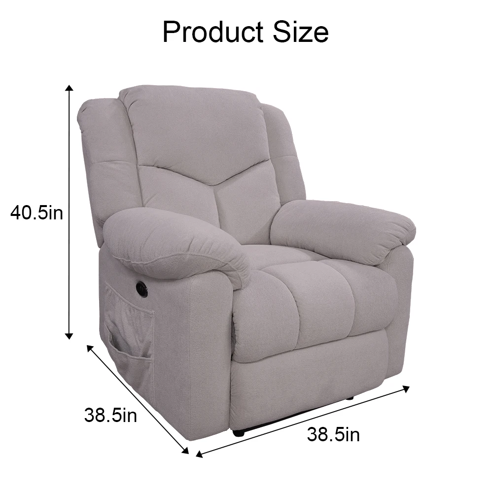 Factory Directly Hot Selling on Line Grey Teddy Fabric Swivel Power Electric Recliner Sofa Chairs for Amazon