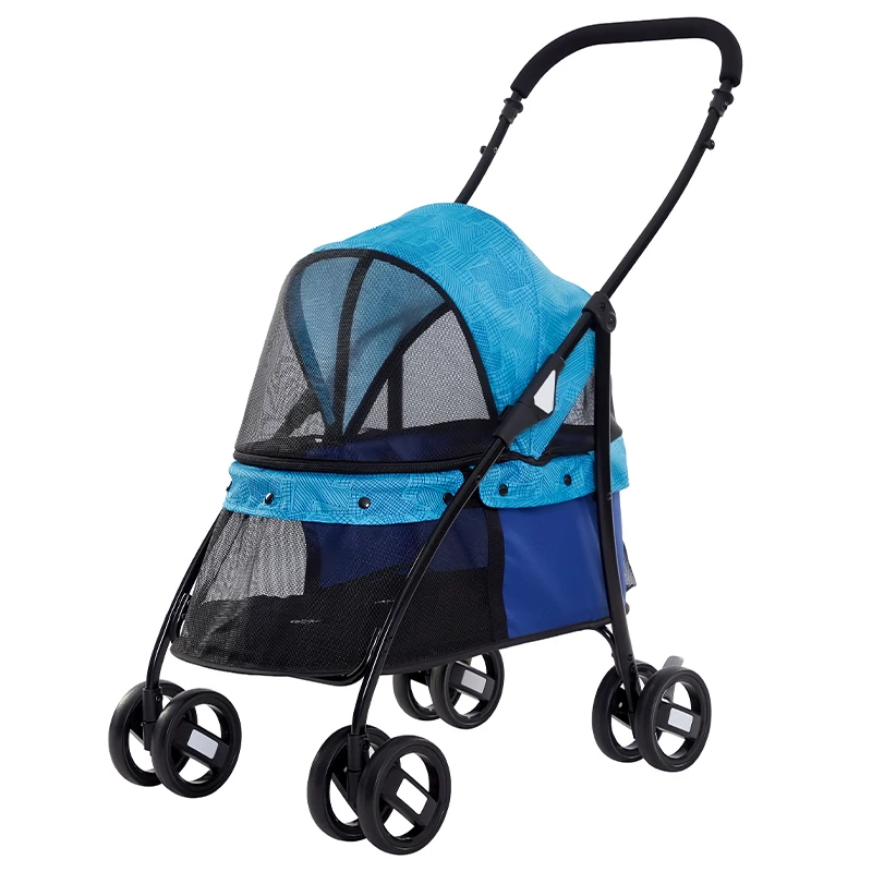 2022 Pet Stroller Outdoor Pet Stroller Dog Folding Easy to Assemble Dog Stroller Luxury 4 Wheels Pet