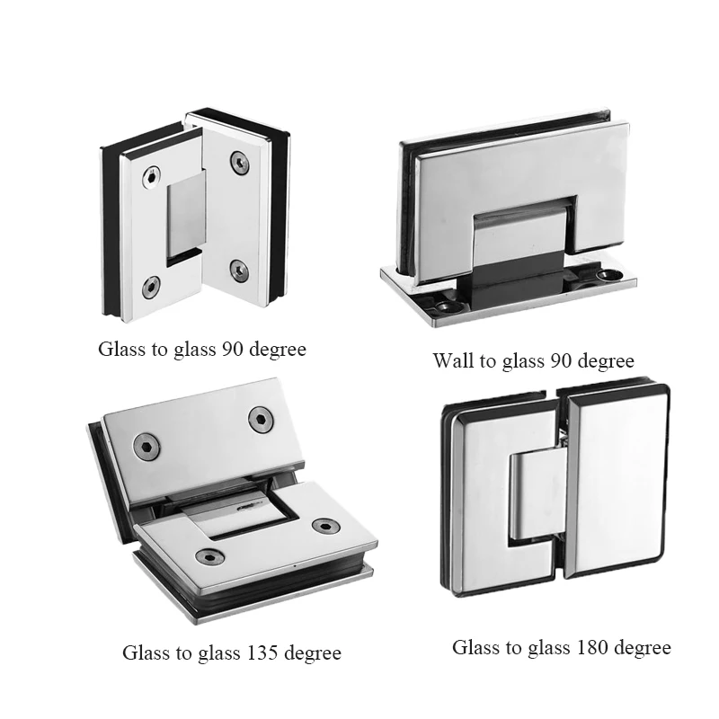 Frameless 360 Degree Pivot One Way Black Bathroom Shower Screens Door Gate Clamp Hinge for 8 12 mm Toughened Glass