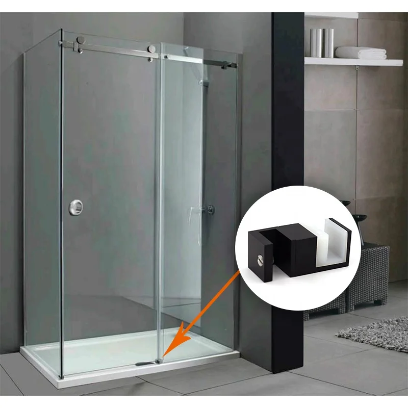 Shower Sliding Door System Stainless Steel 304 Replacement Bottom Fixed Panel Glass Door Floor Guide