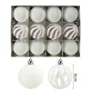 6cm 12 white flocking christmas ball