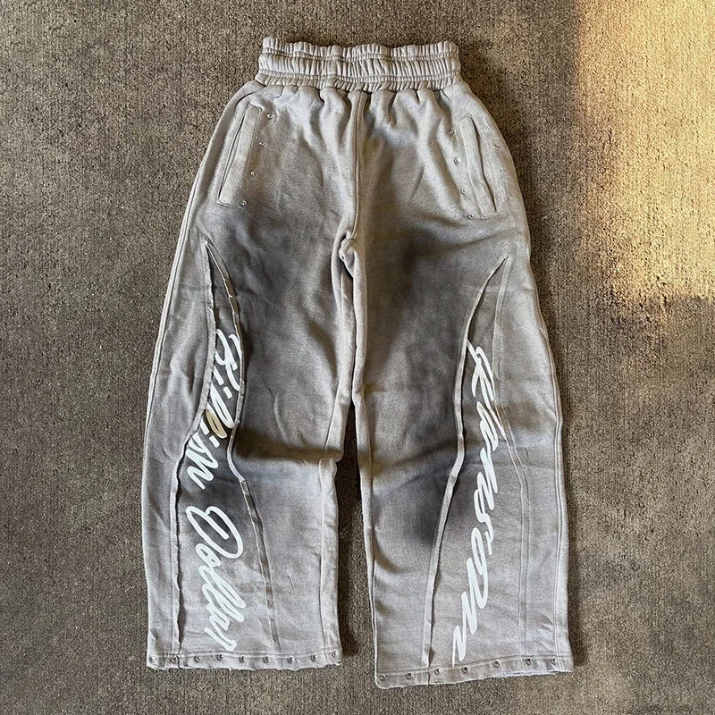 SALATI Manufacture Custom Casual Street Wear DTG Printed LOGO Vintage Wash Zip up Hoodie and Baggy Sweatpants Sets for Men gallery 3