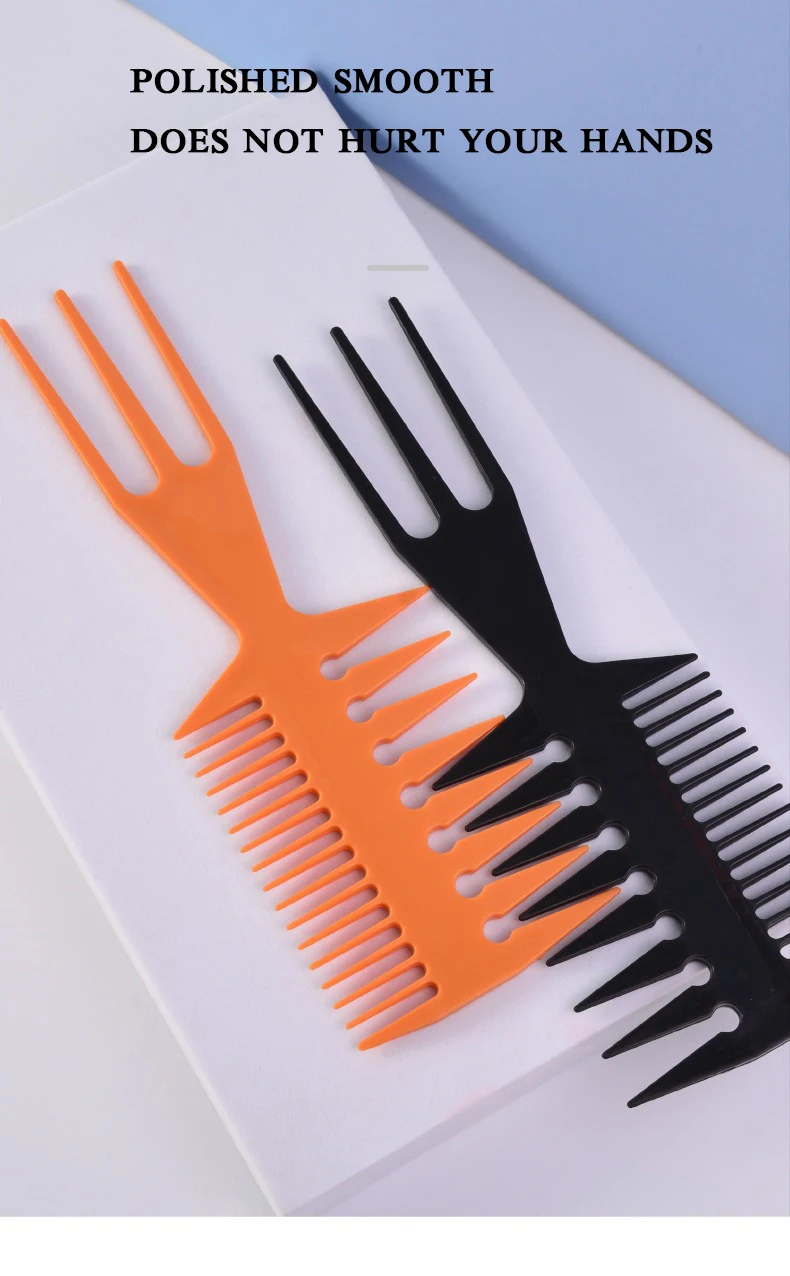 Factory Direct Sale 3 in 1 Men Oil Head Styling Hair Comb Plastic Wide and Fine Tooth Comb Custom Logo Hair Cutting Barber Comb