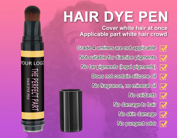 Private Label Wholesale Brightening Hair Dye Pen Brown Color Temporary