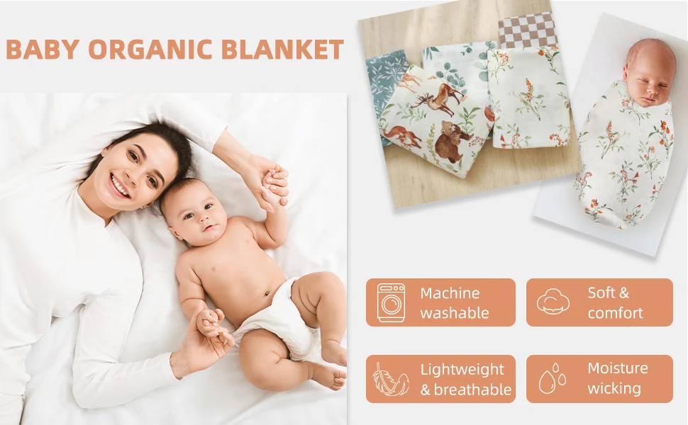 2023 Lifetree Custom Soft Breathable Organic Muslin Swaddle Bamboo