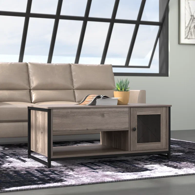 Bien Lift up Top Coffee Table Wooden Lifting Center Table with Hidden Storage Compartment Sofa Side Tea Table for Living Room