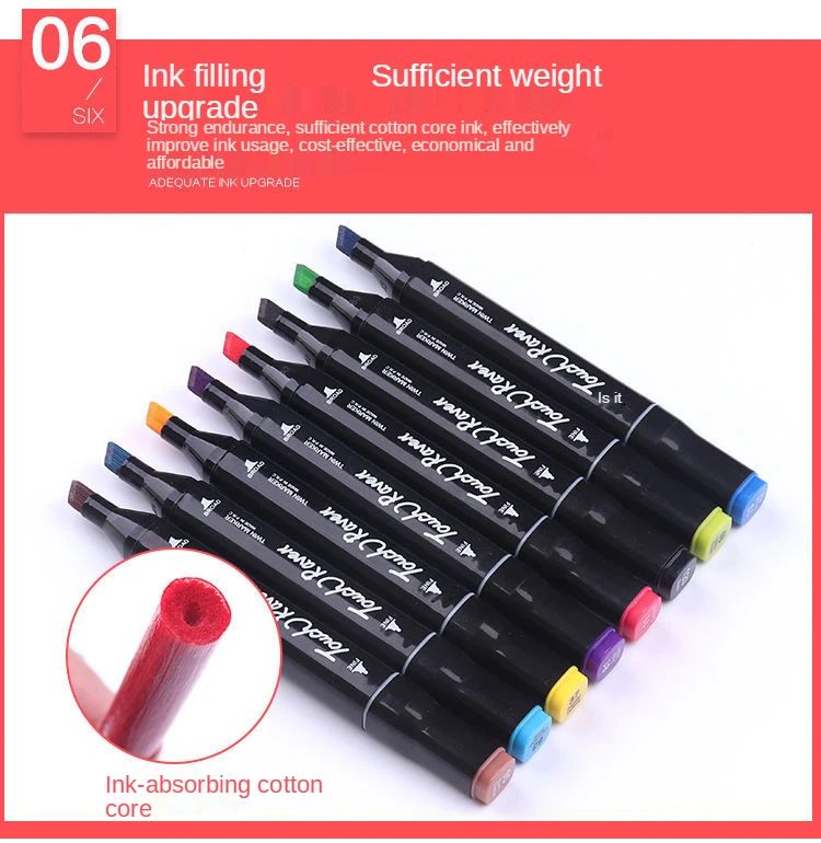 TOUCHFIVE 12-168 Colors Alcohol Sketch Markers Pen Set Dual Tip Art  Permanent Drawing Marker For Student Coloring Art Supplies