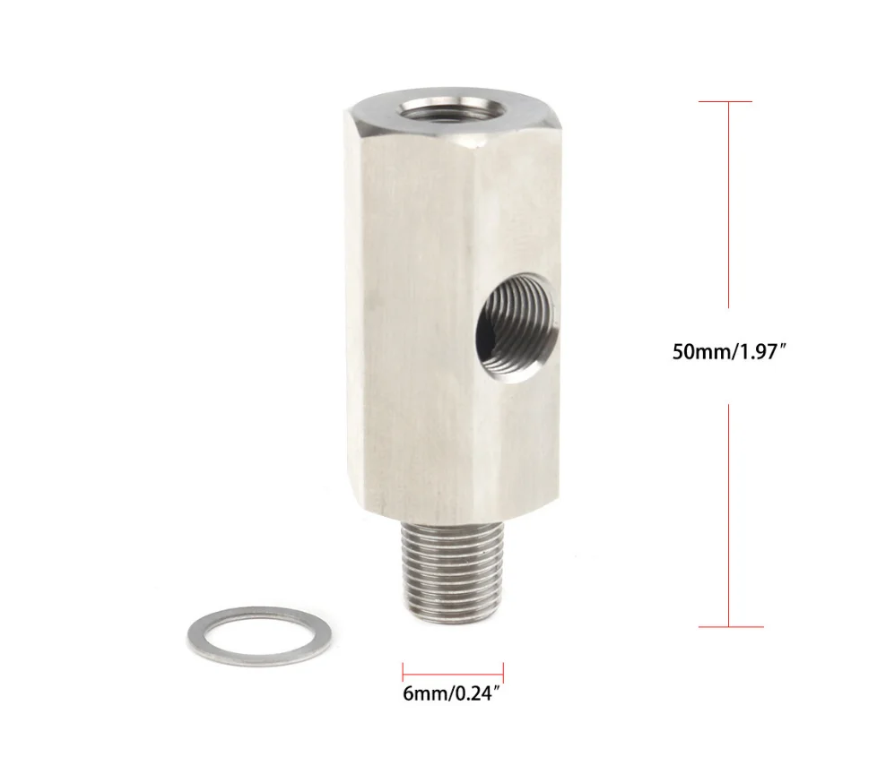 Oliedruksensor Adapter – 1/8 Inch NPT T-stuk, M12 X 1,5, Roestvrij Staal – Geschikt Voor Turbo-olieleidingen En Drukmeters – Duurzaam En Corrosiebestendig