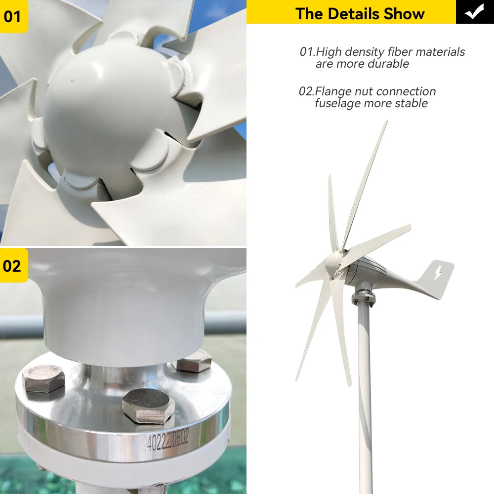 Small Windmill Turbine Electricity Generator Complete Kit 600w 24v 48v 3 Blade Dynamo With MPPT Charge Controller RV Yacht Farm