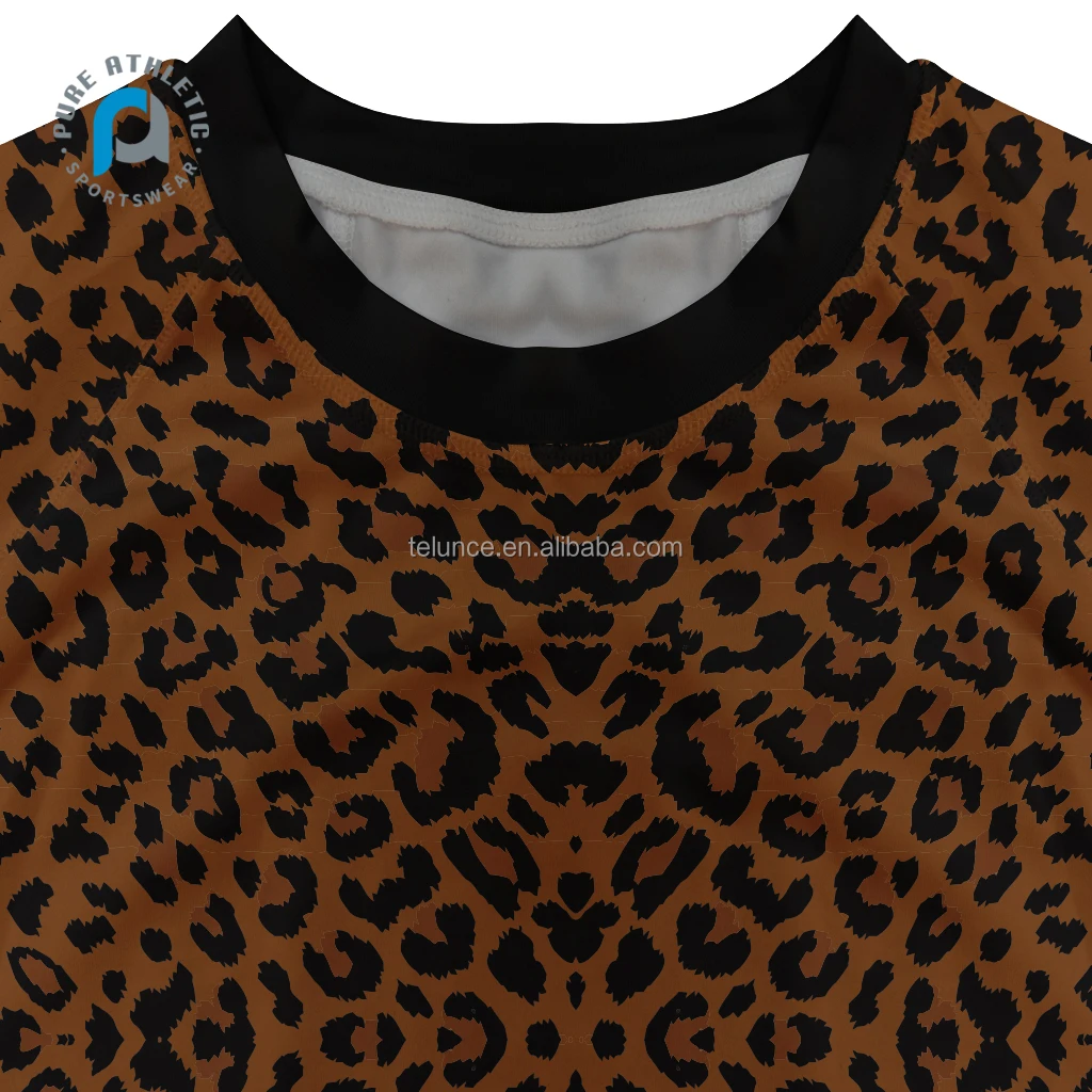 Pure New Design Custom Adult Sublimation Cheetah Polyester Spandex Mens Muscle Compression Shirts