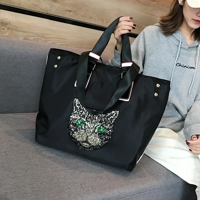 Ling Yu Cartoon Anime Summer Travel Bag Women’s Lightweight Simple Oxford Cloth Sports Fitness Korean Style Stowable Polyester