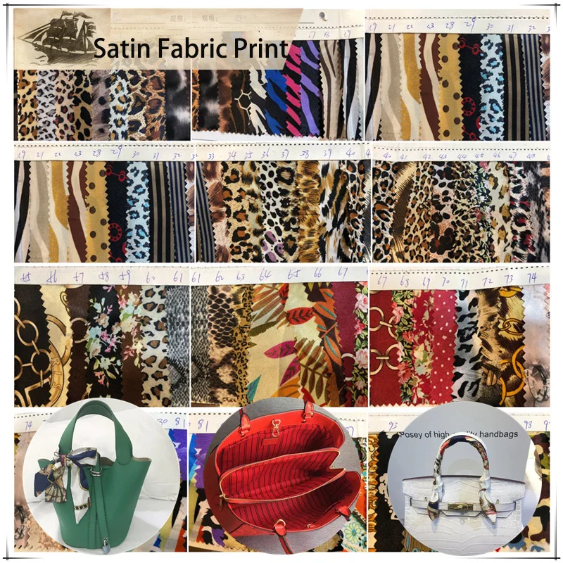 Factory Direct Sales Satin Print Fabric Animal Floral for Dress Luggage Scarf Custom Printed Satin Fabric