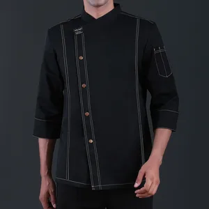 Black Woven Mesh Breathable Chef Uniform Long Sleeve Chef Shirt Waterproof Kitchen Workwear Coat Unisex Jacket Uniform Chef