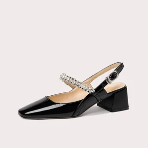 Hot Sale Heel Sandals Designer New Summer Sandals Female Sandals Fashion High Quality Light Black High-heeled Rhinestone Sandals