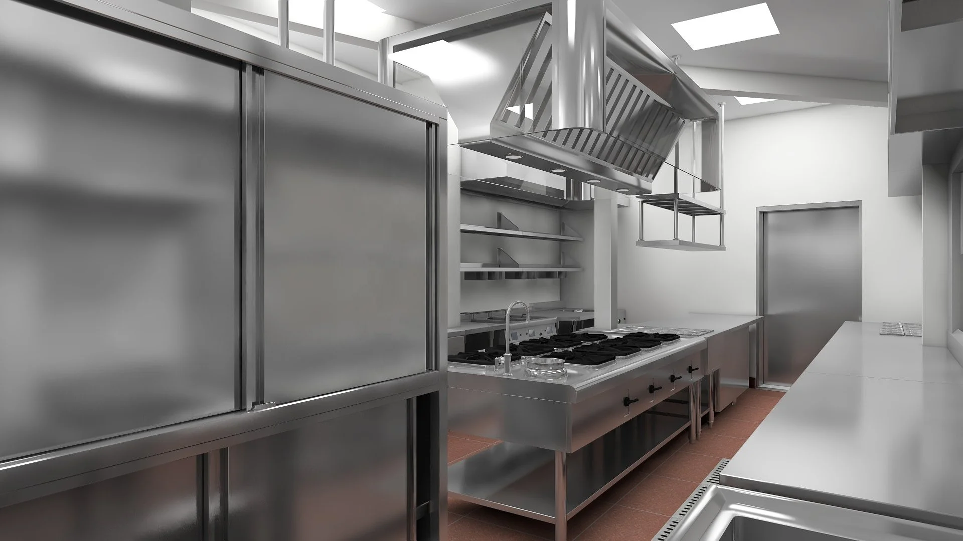 Indian Restaurant 3D Rendering and VR Design for Commercial Kitchen Design with Whole Set of Kitchen Equipment
