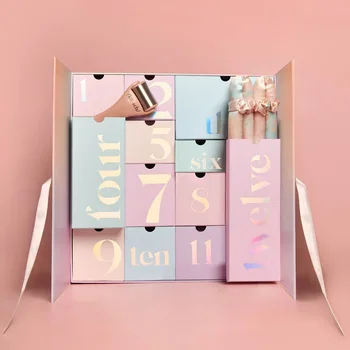 Wholesale Luxury Custom Logo Nail Polish Beauty Cosmetic Packaging Recycled Advent Calendar Box Matt Lamination for Eyelashes