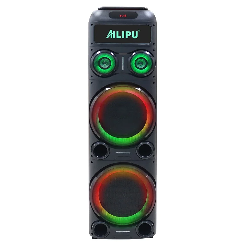 200 Watts Big Power Double 12 Inch Outdoor Wireless Trolley Speaker for Flashing Light Dj Party Trolley Speaker