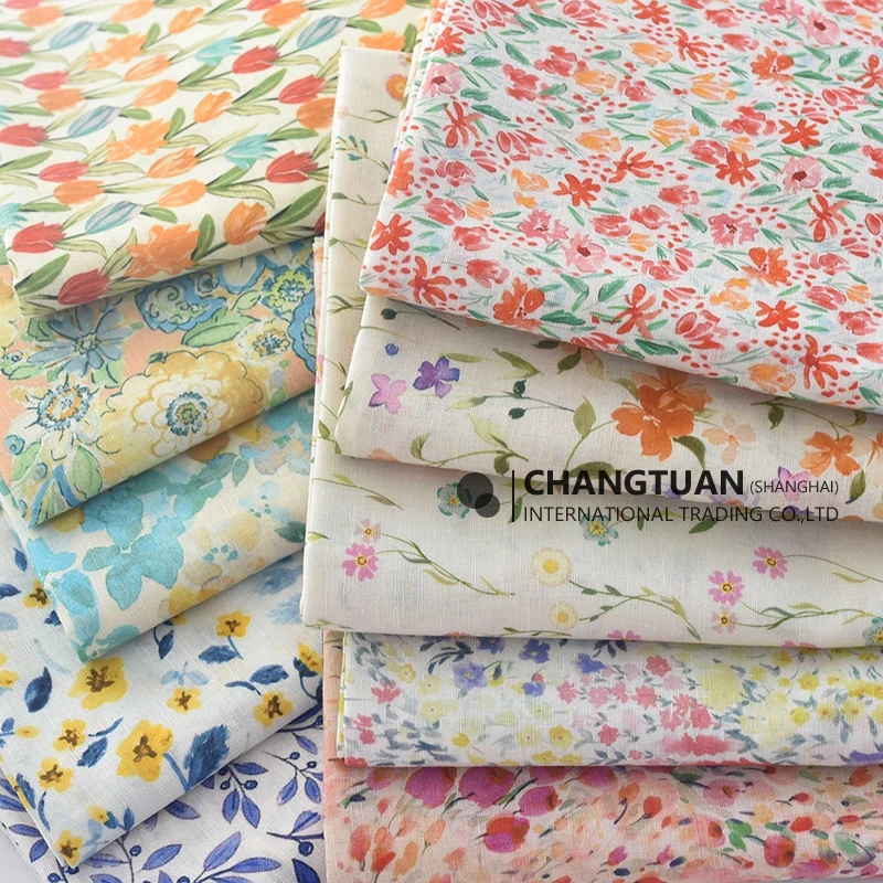 Льняная ткань с принтом