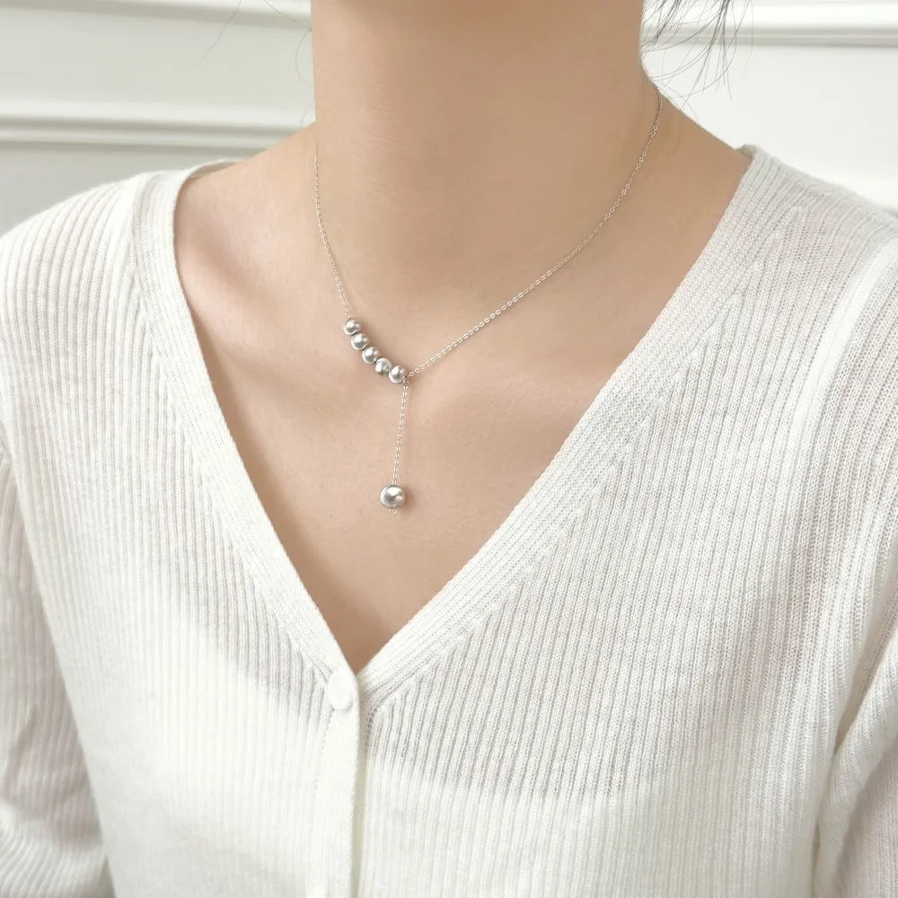 KAKODIY Fashion Women Jewelry 925 Sterling Silver Chain Shiny Beads Pendant Necklace for Girls Girls Ladies Daily detail 3
